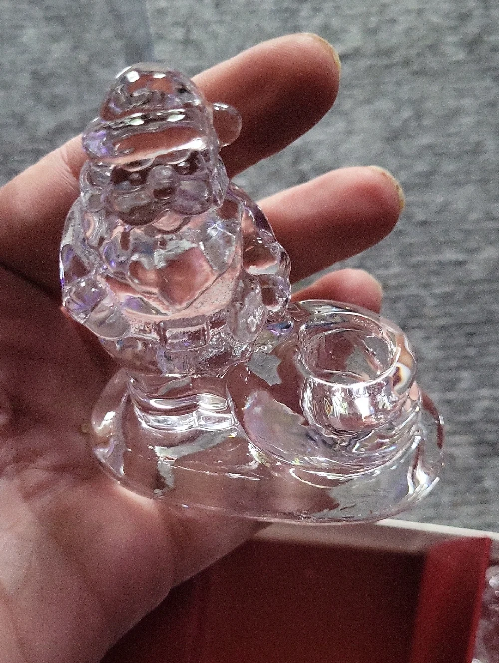 Williams Sonoma Crystal Santa Candle Holders Set Of 4
